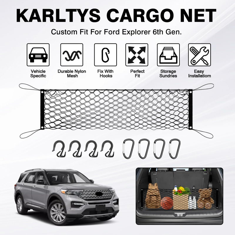 Karltys Envelope Style Cargo Net for 2020-2025 Ford Explorer  Heavy Duty Rear Trunk Mesh Cargo Net for Explorer Accessories  Elastic Nylon Mesh Storage Netting Organizer - Image 2